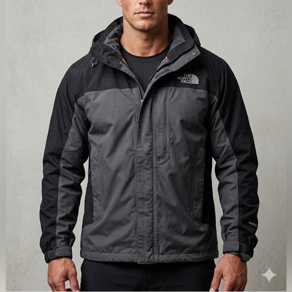 Vintage The North Face HyVent Waterproof Jacket Black Gray
Size: Men’s Medium a